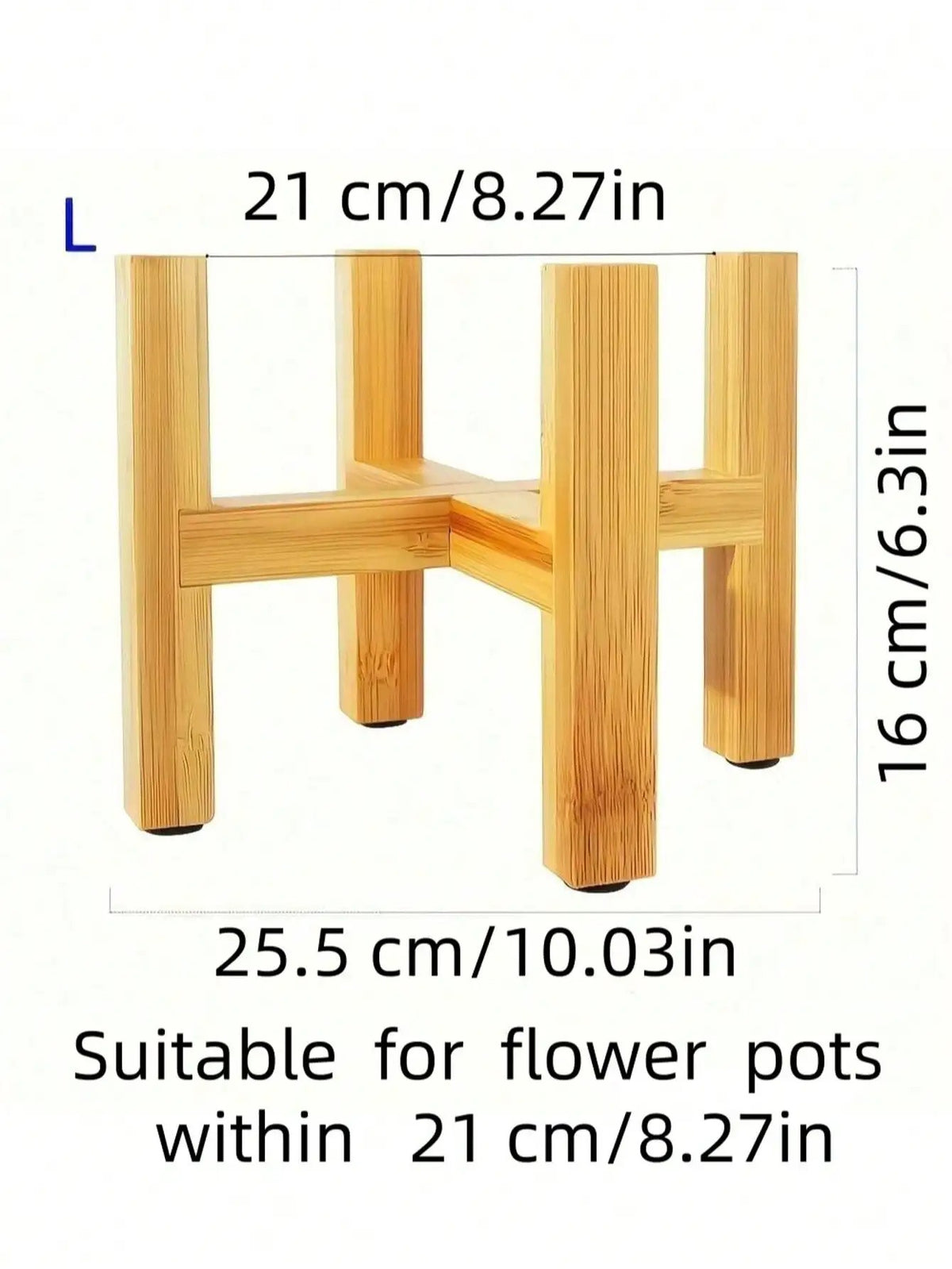 Large bamboo plant stand: for pots up to 8.3 in, 6.3 in high