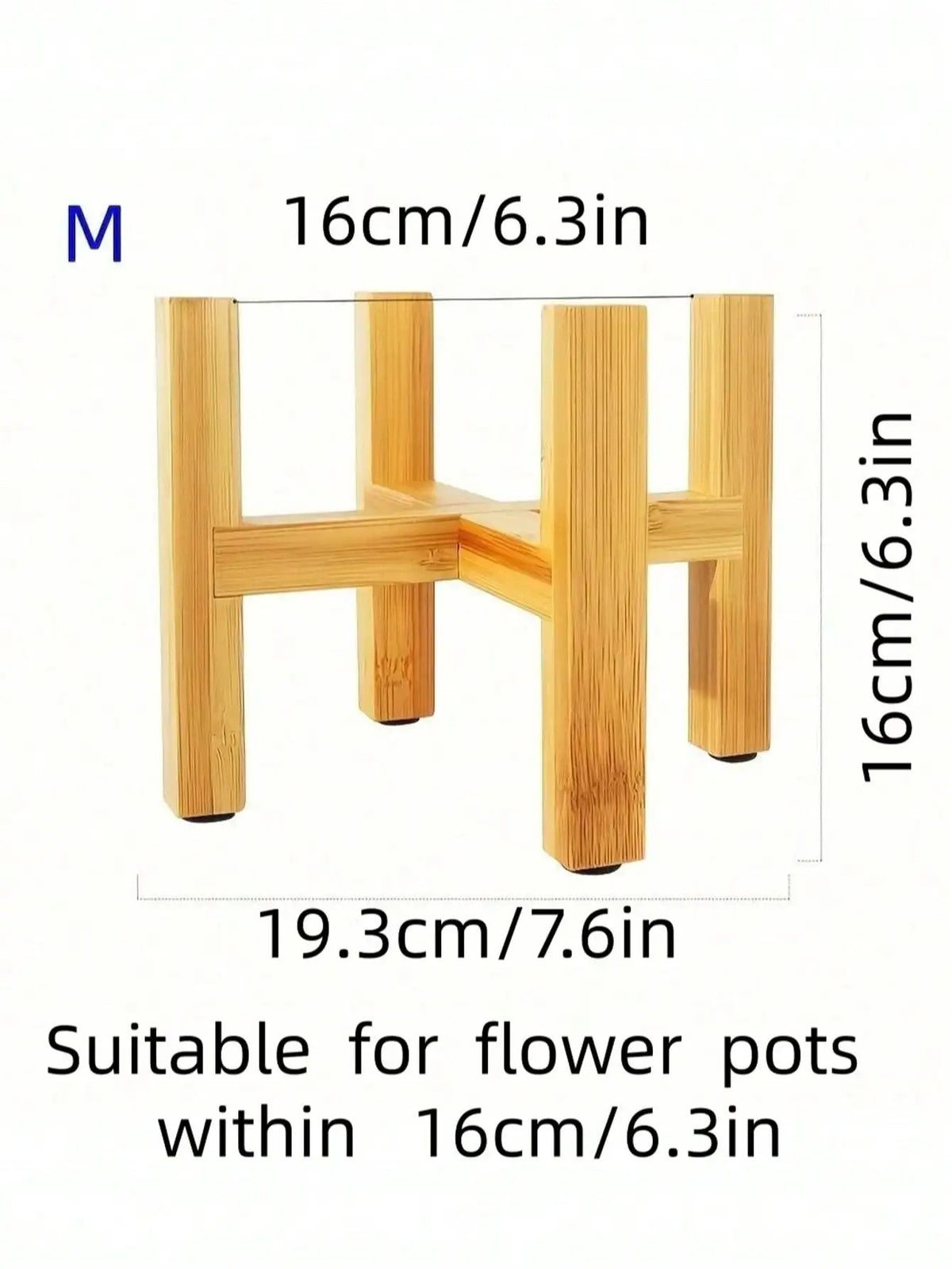 Medium bamboo plant stand: for pots up to 6.3 in, 6.3 in high