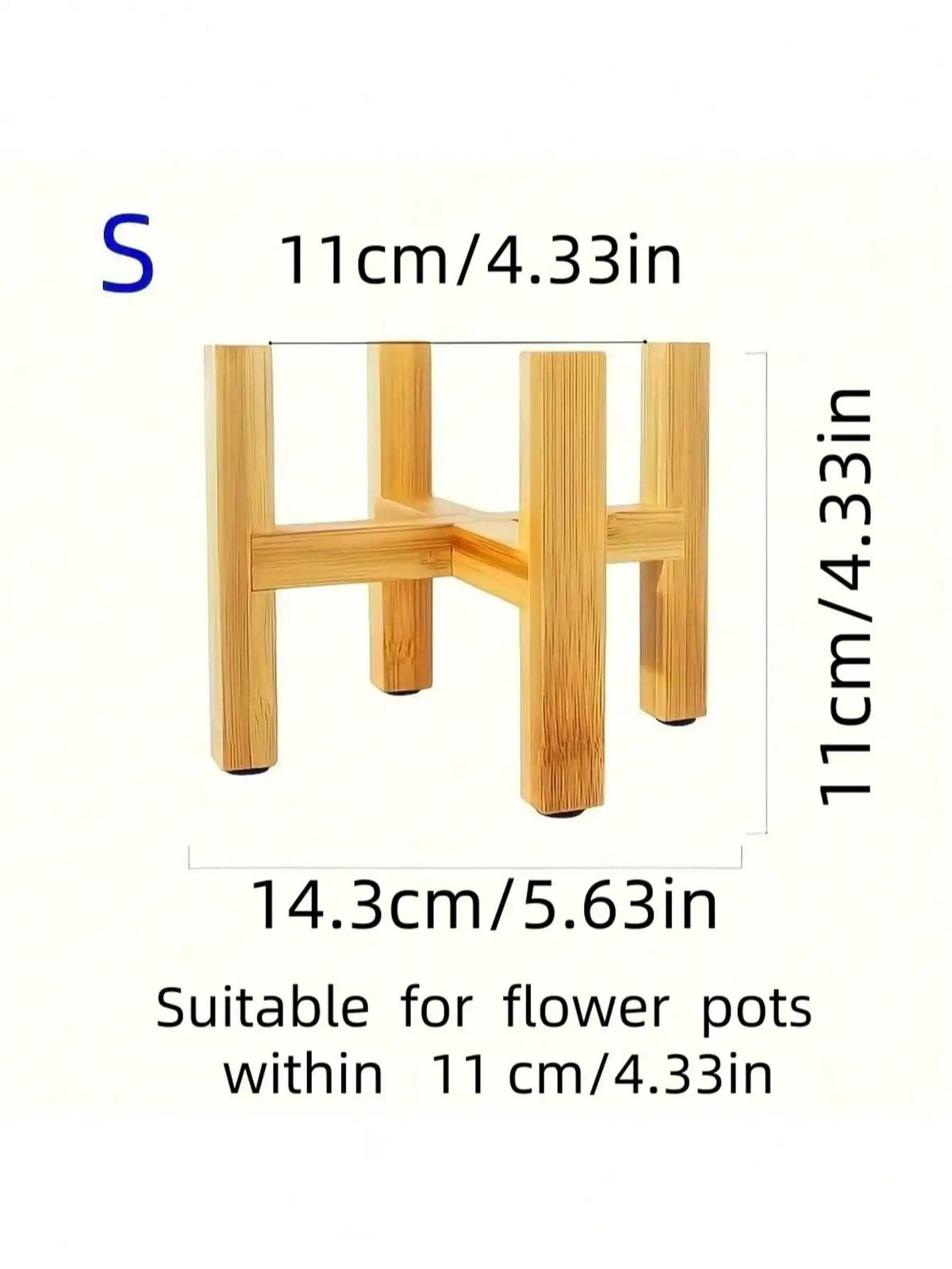 Small bamboo plant stand: for pots up to 4.3 in, 4.3 in high